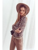 Body din velur cu guler leopard 7431 - Magazin online - Boutique